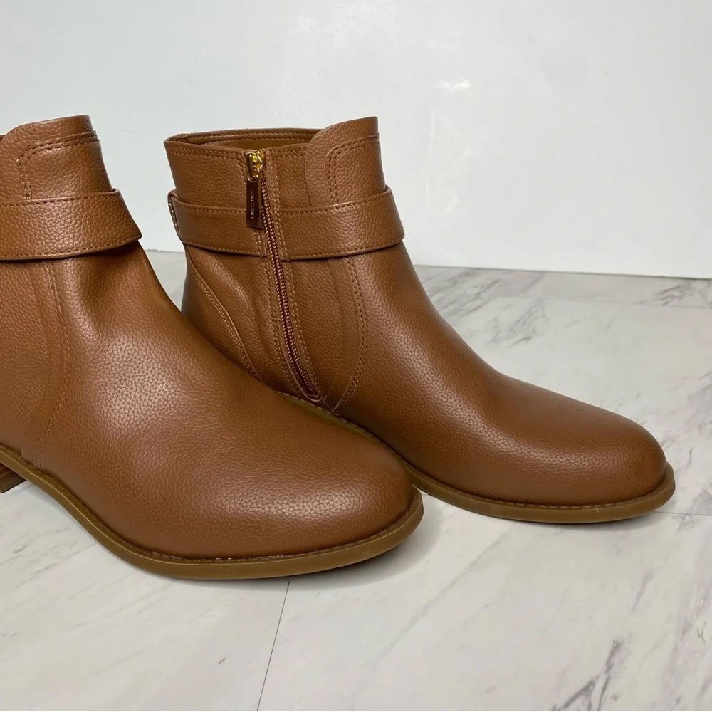 Michael Kors Jilly Brown Pebbled Faux Leather Bootie 9 1/2 M